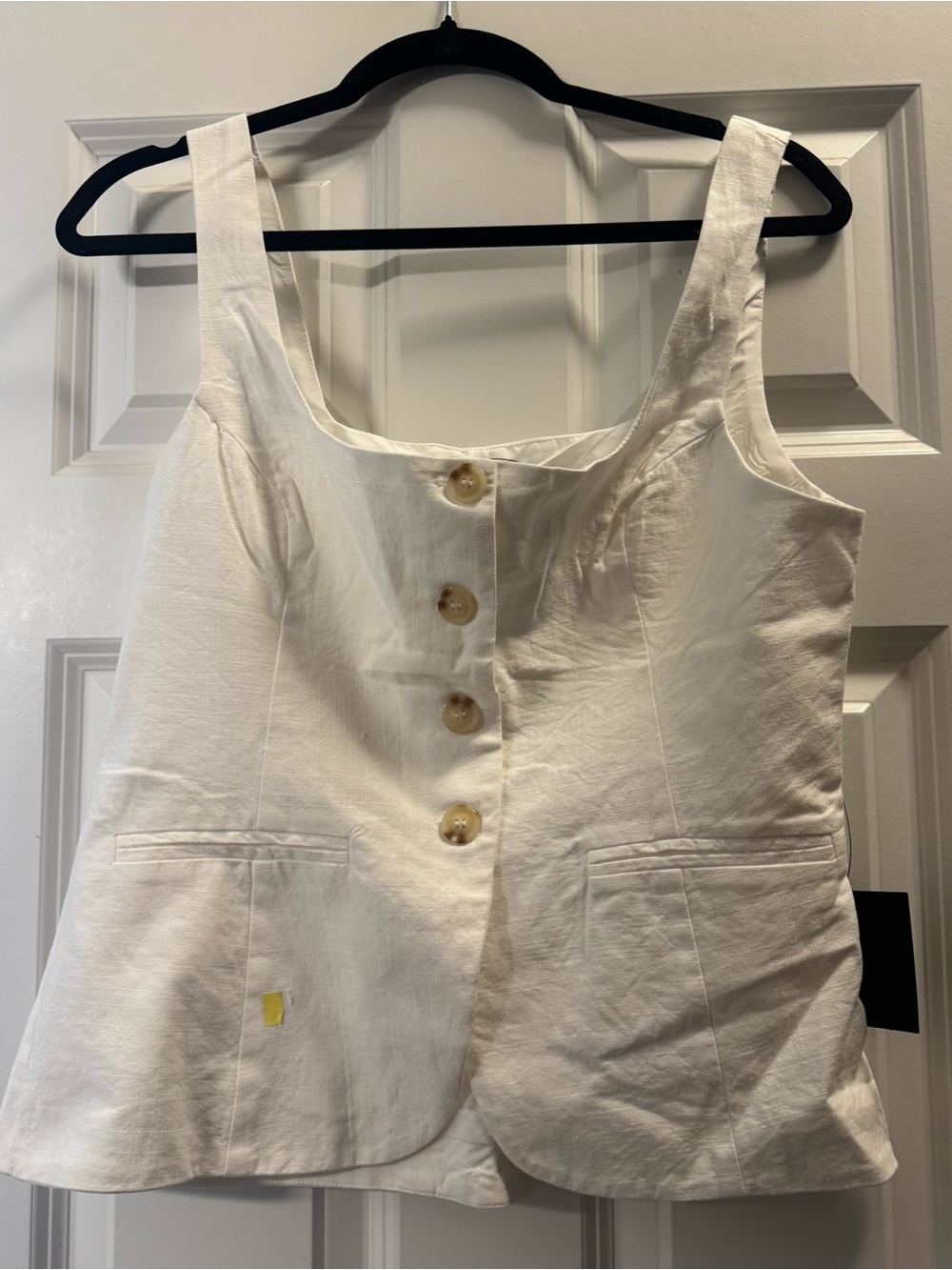 Lulus Sleeveless White Button-Front Square Neck Top - Picture 4 of 8